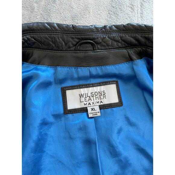 Vintage 90s Y2K Wilsons Maxima Black Leather Jacket XL Matrix Cyber Goth Grunge - Picture 15 of 16